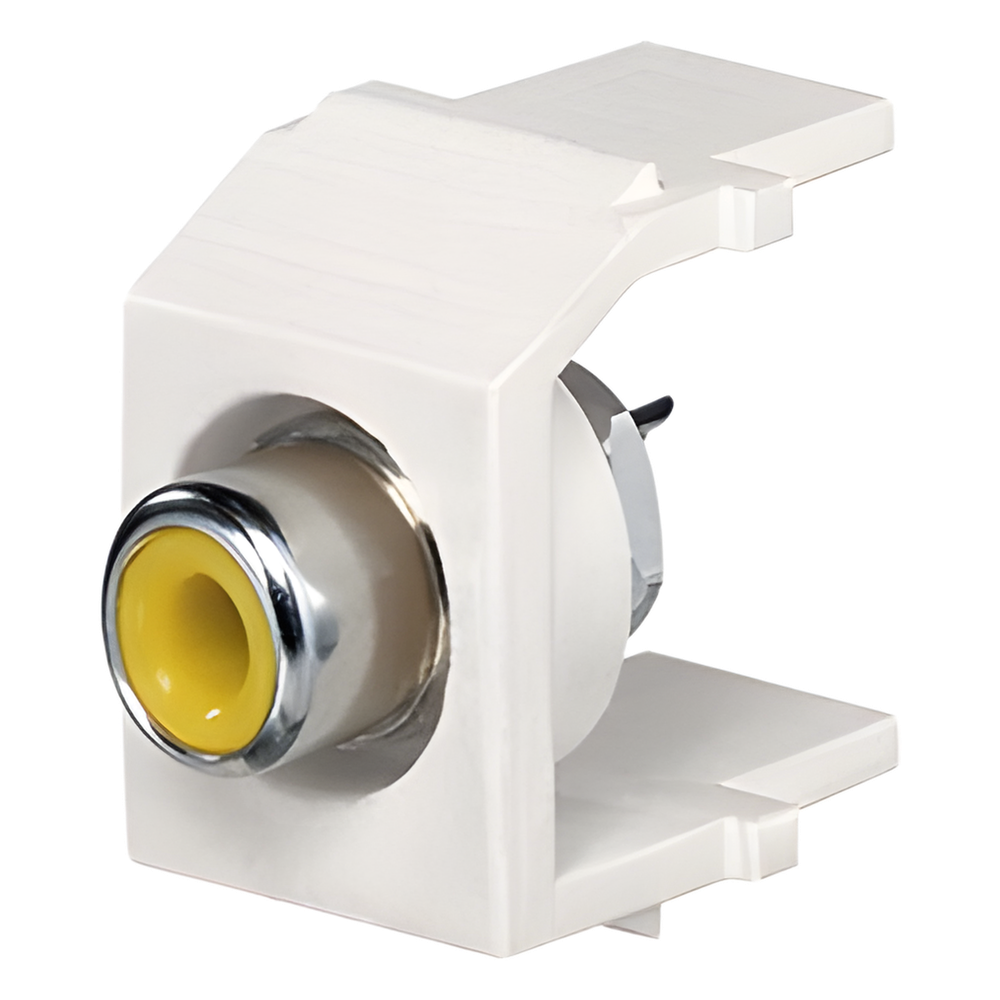 Conector RCA Keystone, con RCA para Soldar Color Amarillo, Módulo Marfil
