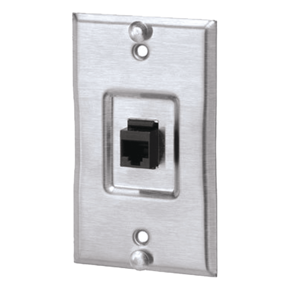 Placa de Pared Telefónica, Salida de 1 Puerto Keystone, Con Jack Cat5e Estilo TP, de Acero Inoxidable