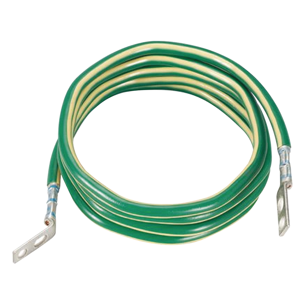 Jumper para Aterrizar Equipos, 6 AWG, con Terminal Doblada a 45 Grados y Terminal Recta, Para Conexión a Tierra y Terminal Recta Para Equipos, 1.8m de Largo