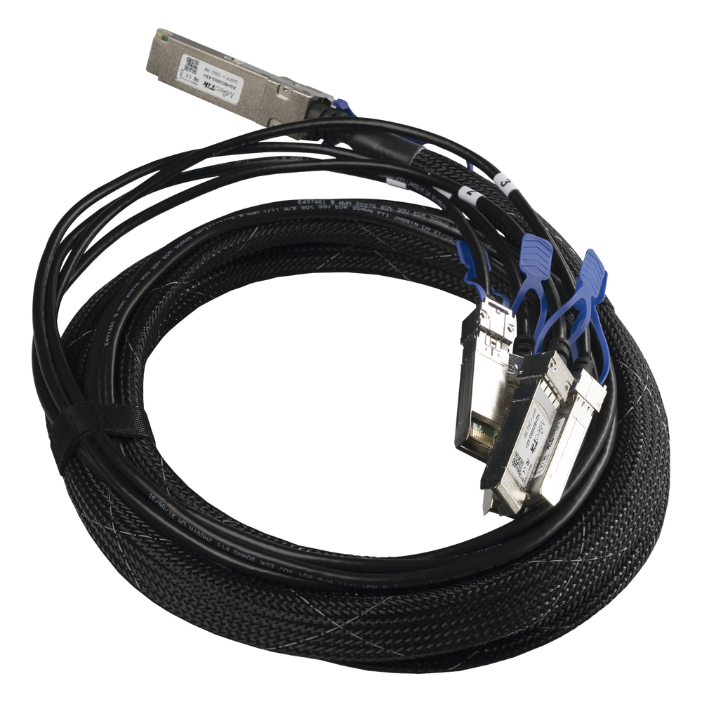 (XQ+BC0003-XS+) Cable de conexion 100G QSFP28 a 4 x 25G SFP28 o 40G QSFP+ a 10G SFP+, 3m