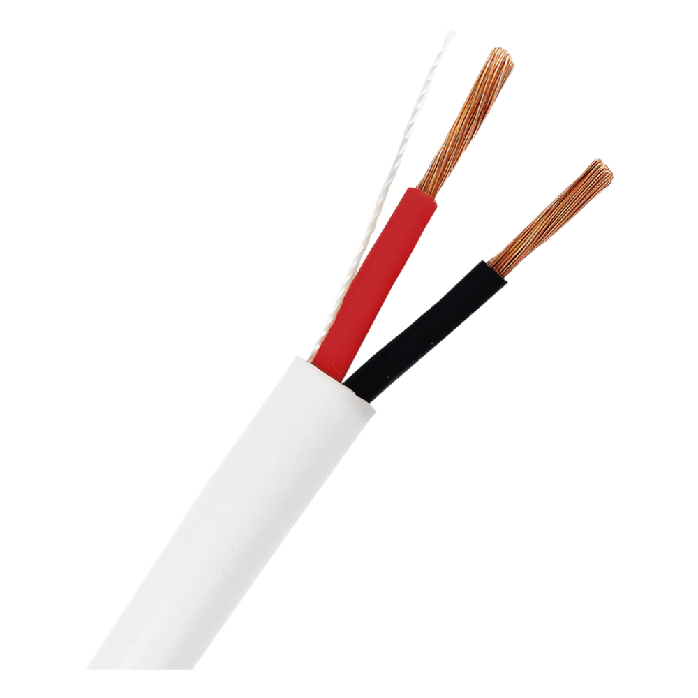 Bobina de 152 Metros (500 Pies) / 14AWG 2 Conductores / Cable Profesional de ALTA FIDELIDAD 100% Cobre / Libre de Oxígeno / Interior / Color Blanco / Para Aplicaciones de Audio, Control de Acceso y Automatización