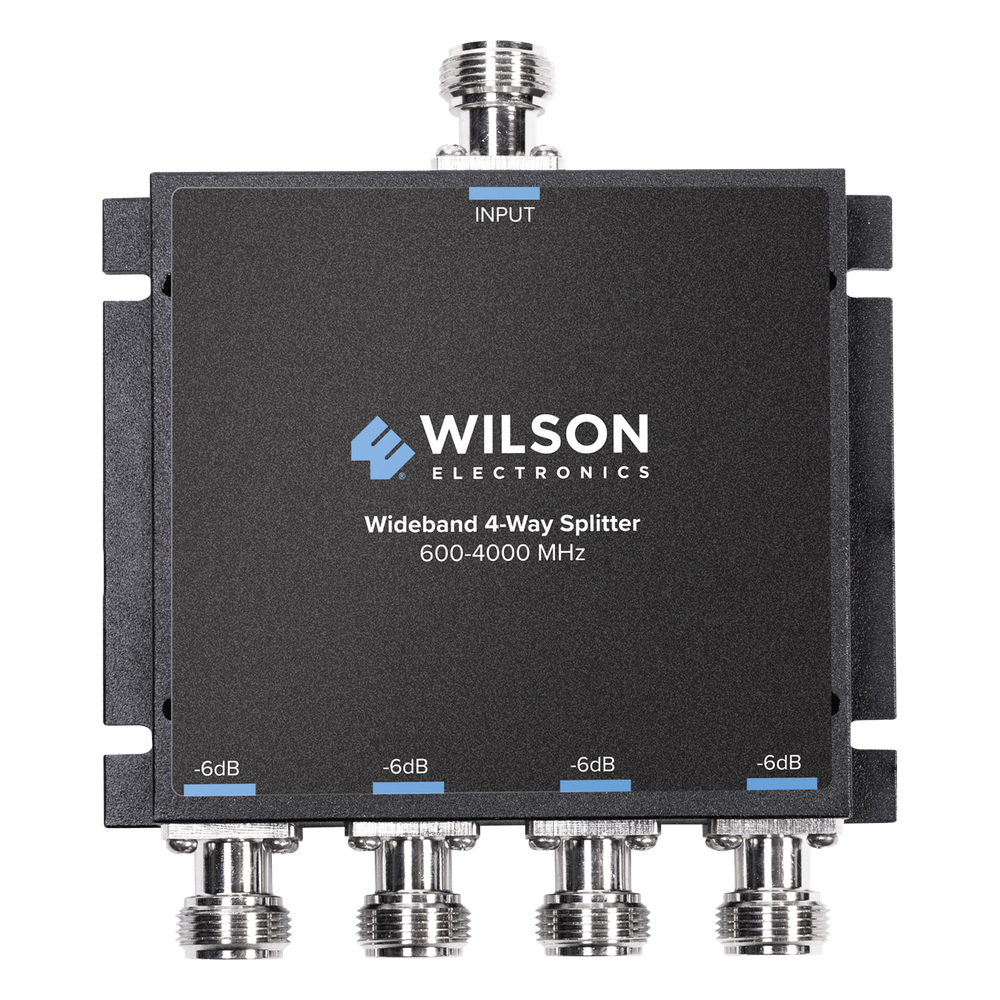 Divisor de potencia de 4 salidas, 50 Ohm, 600-4000MHz con conectores N-Hembra.