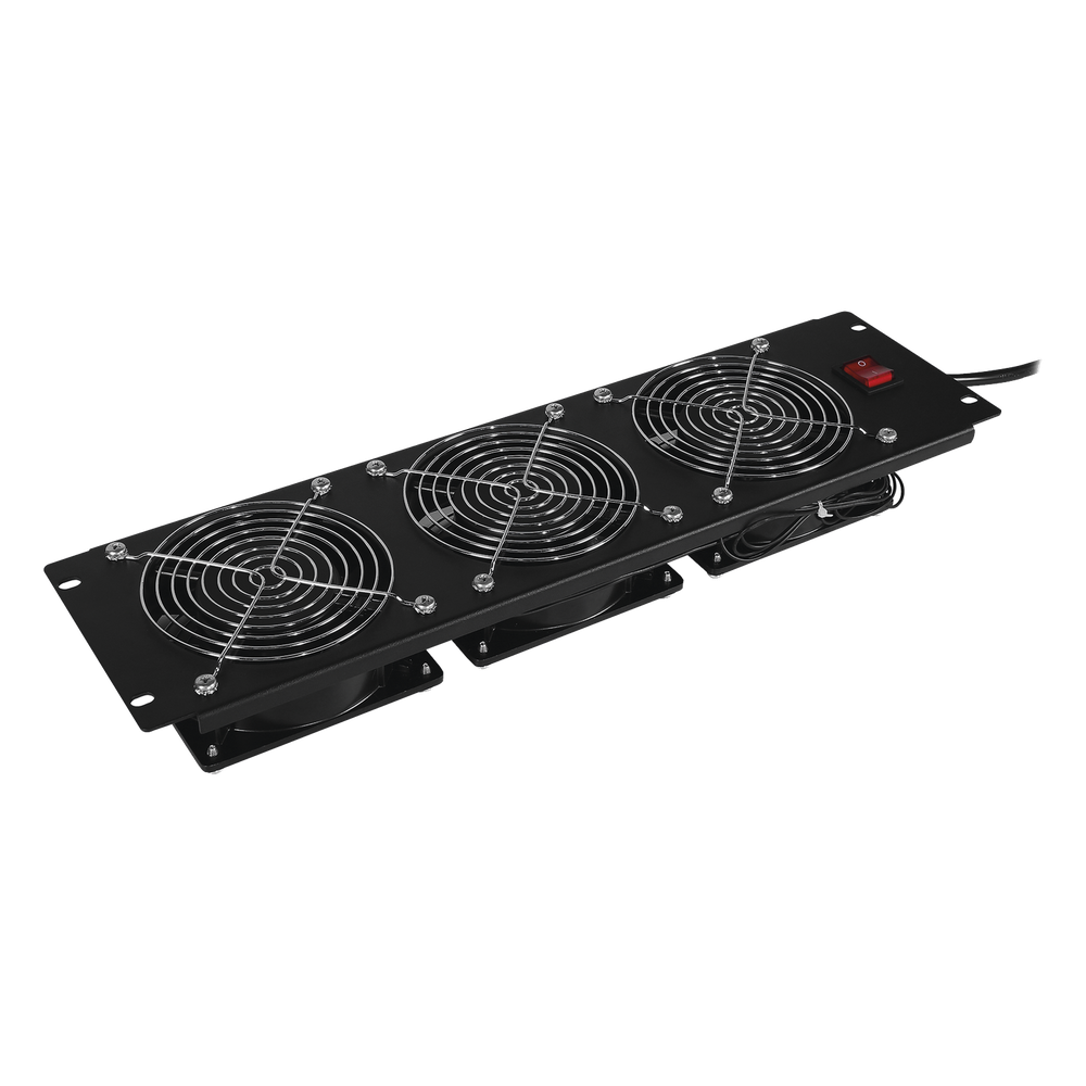 Kit de 3 Ventiladores para Montaje en Rack de 19 in, Alimentación 120 Vca con Plug NEMA 5-15P, 3 UR, Color Negro