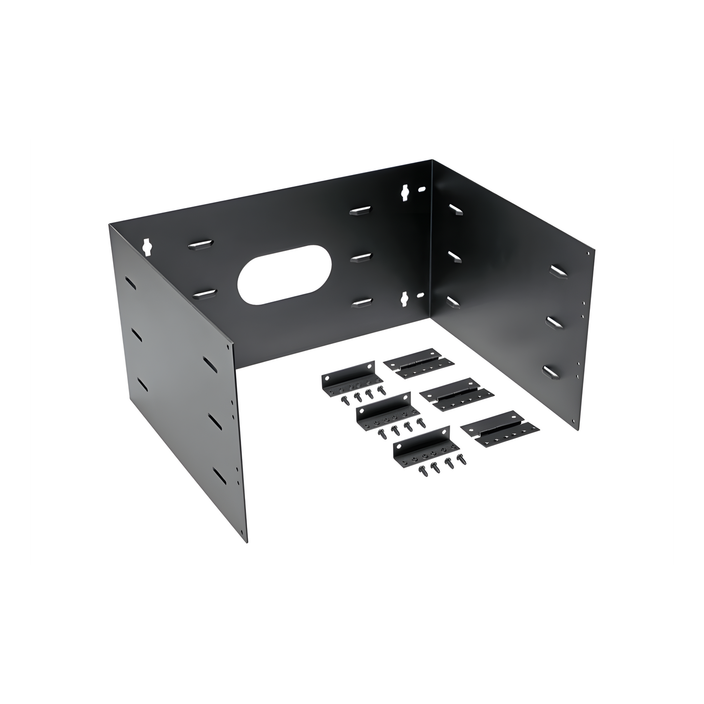 Rack Abierto de Instalación en Pared con Bisagras, Profundidad de 401 mm, 19 in de Ancho, 6 UR, Color Negro