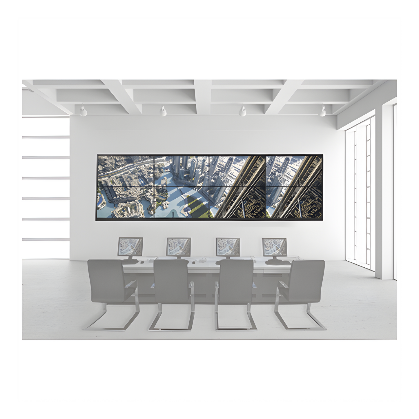 Kit Videowall 4x2 / Incluye 8 Pantallas de 55" / Decoder / Base de Pared