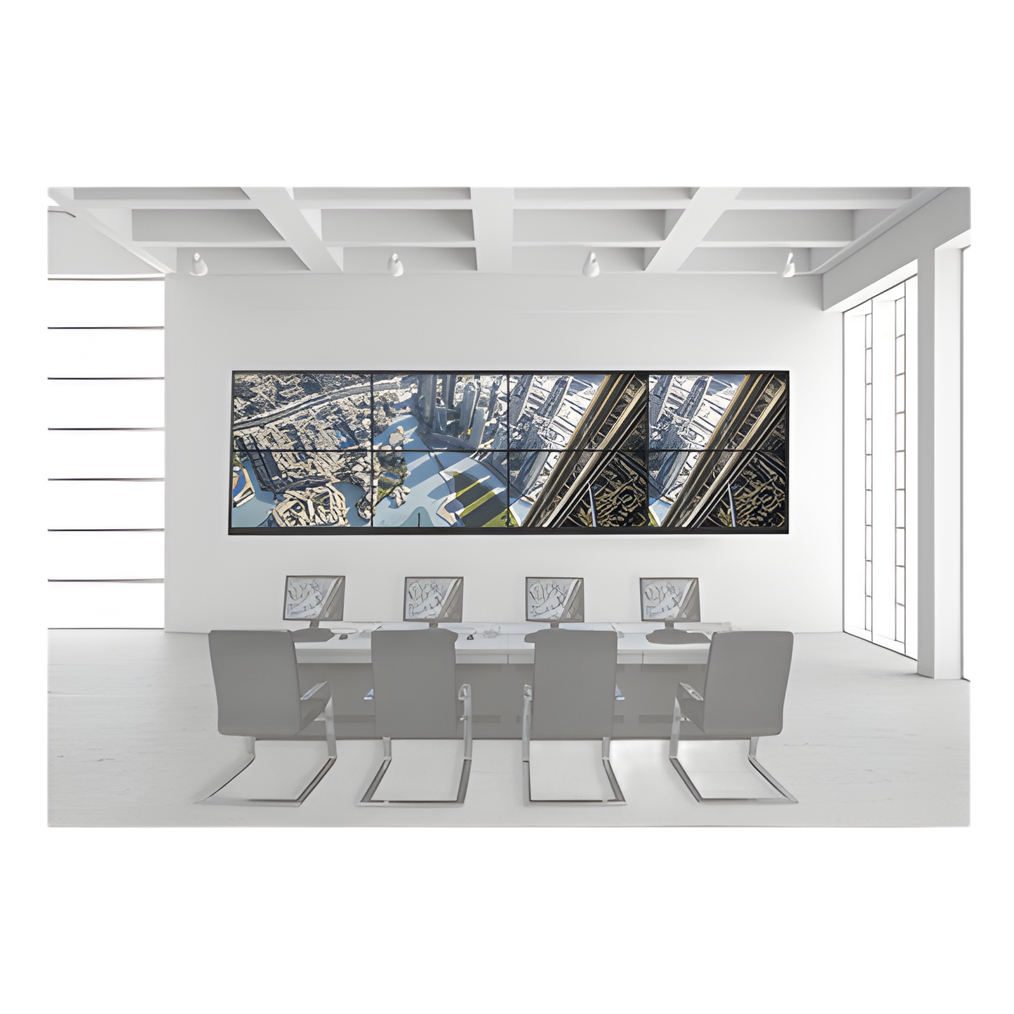 Kit Videowall 4x2 / Incluye 8 Pantallas de 55" / Decoder / Base de Pared