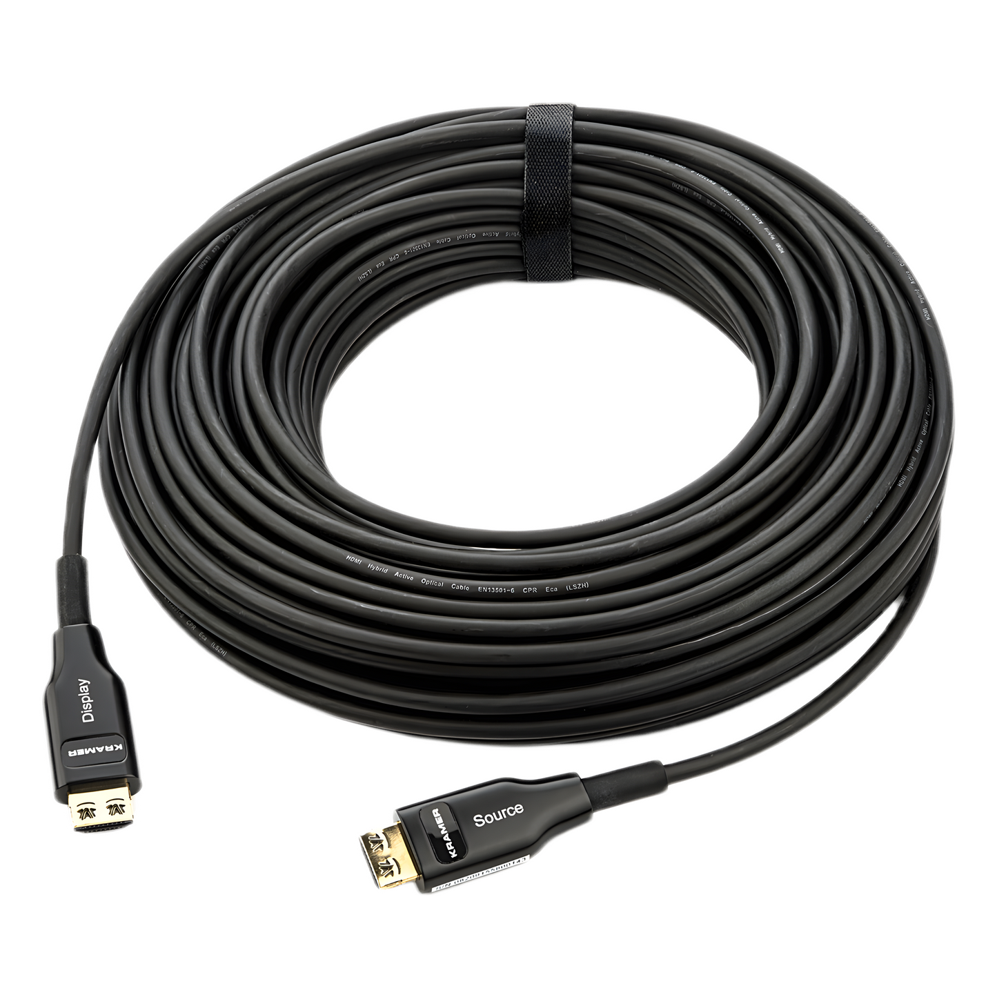 Cable Optico HDMI Híbrido | 4K@60Hz 18 Gbps | 30 m | Fibra OM3 + Cobre | LSHF | Bañado Oro 24K | HDCP 2.2 | HDR | ARC | CEC