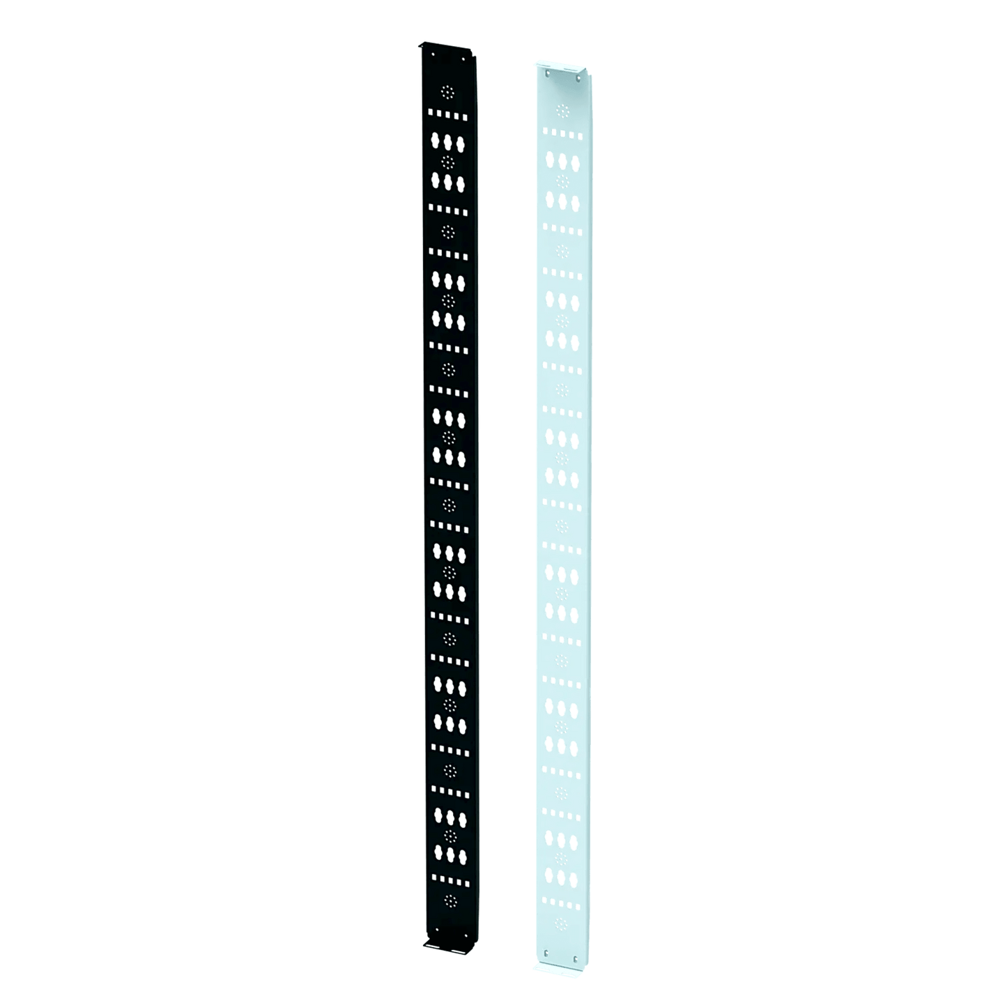 Organizador Vertical para Amarre de Cables / Acero Dulce / 2068 x 122 x 19 mm (81.4 x 4.8 x 0.75 in) / Negro Intenso RAL 9005 / Montaje sin Herramientas / Compatible con Accesorios de Gestión