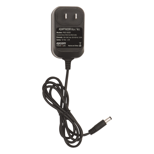 Fuente de Poder de 12 Vcc Regulada / 2 Amp / Voltaje de Entrada de 100 - 240 VCA / Longitud del cable 96 cms.
