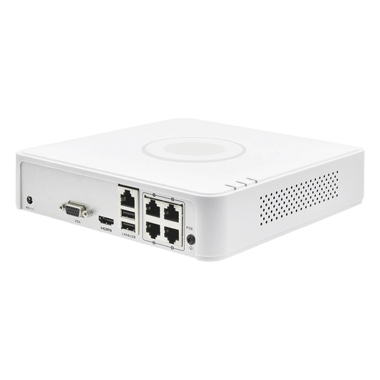 NVR 4 Megapixel (Compatible con Cámaras ACUSENSE) / 4 canales IP / 4 Puertos PoE /1 Bahía de Disco Duro / Salida de Vídeo Full HD