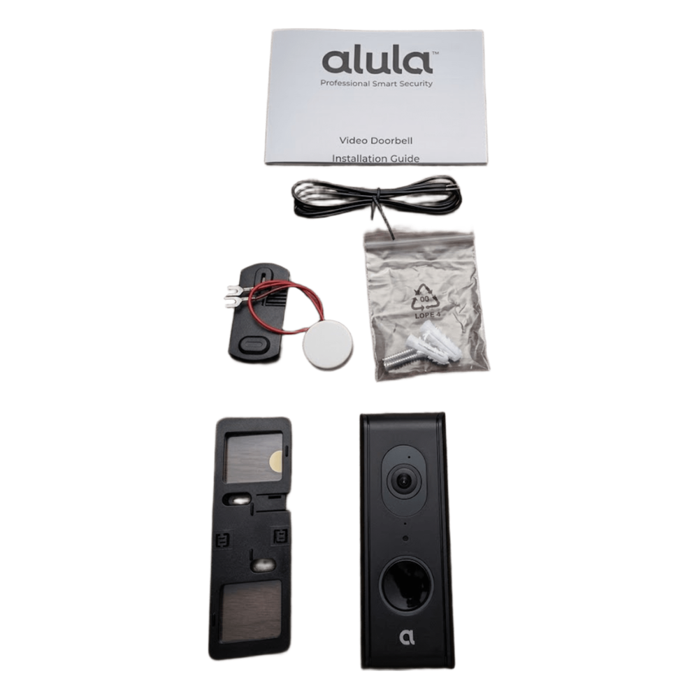 Videoportero IP ALULA / 1080P HD / 2MP / 140° Campo Visión / Visión Nocturna 4.9 m (16 ft) / Audio Bidireccional / IP55 / Wi-Fi 2.4GHz / Micro SD 128GB