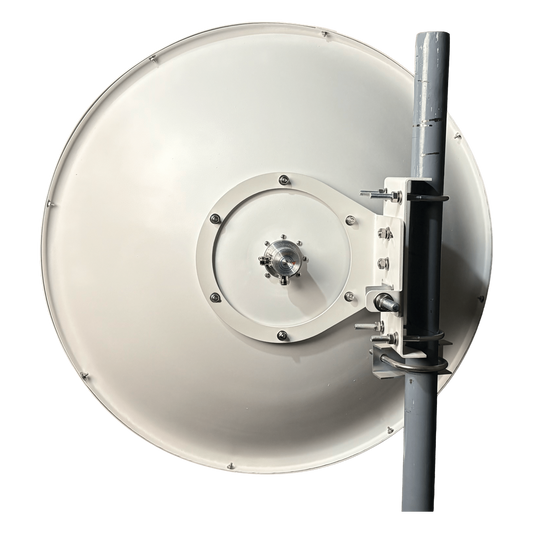 1 Antena Direccional Dual-Polaridad MLO Alto Rendimiento / diámetro de 39.6 cm / 4.9-7.2 GHz / Ganancia 27 dBi / SLANT de 45 ° o 90 ° / Conector N-Hembra / Montaje, jumpers y radomo incluidos.