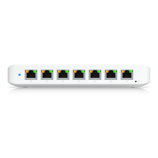 USW Ultra Switch de 8 Puertos GbE (7 Puertos PoE+ y 1 Puerto Entrada PoE++) con Opciones de Montaje Versátiles