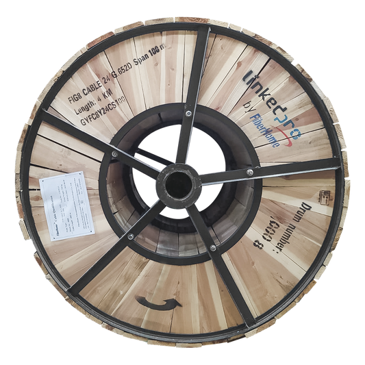 Carrete de 4 km de Fibra Óptica Aérea Figura 8 G.652D, Monomodo de 24 Hilos, Exterior, Span 100, Loose Tube