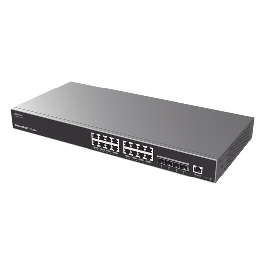 Switch Capa 3 PoE+ Administrable / 16 puertos 10/100/1000 Mbps + 4 Puertos SFP+ de 10 Gigabits / Hasta 240W / Compatible con GWN Cloud.