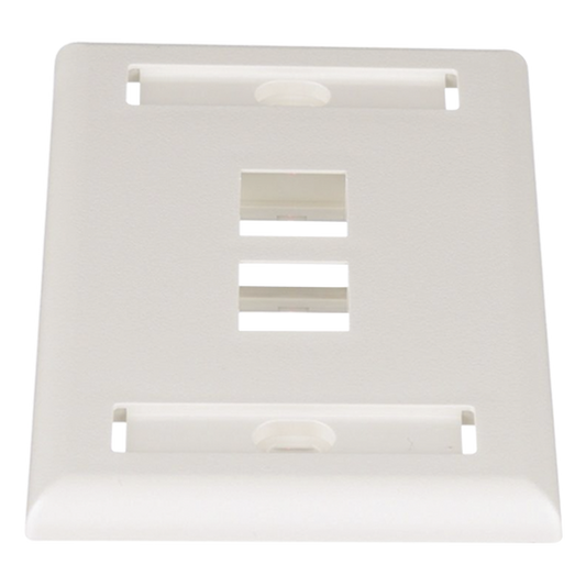 Placa de Pared Vertical, Salida Para 2 Puertos Keystone, Con Espacios Para Etiquetas, Color Blanco Mate
