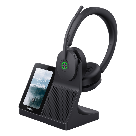 Diadema Inalámbrica WH68 con Estación de Trabajo Yealink DECT y Pantalla Táctil de 4” para Comunicación Profesional