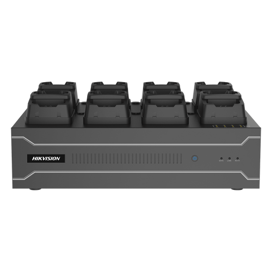 Dock Station de Escritorio con 8 Estaciones de Carga para Body Cams / Doble Interfaz de Red / 4 Bahías de HDD / Carga y Respaldo Automático / Prevención de Pérdida de Datos / Cobertura Cíclica / Reproducción d