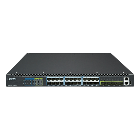 Switch Gestionado Capa 3 Multi-puerto 10G/25G + 2/4-Puerto 100G QSFP28 / 880-1520 Gbps Non-Blocking / Stacking 10 Unidades / Enrutamiento OSPF, BGP, RIP, VRRP / ERPS G.8032 / Slot Para Fuente Redundante AC/DC / Data Center y AI Infrastructure