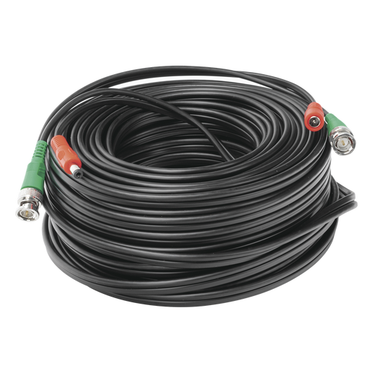 Cable Coaxial (BNC RG59) + Alimentación / SIAMES / 30 Metros (98.43 Pies) / 100% COBRE / Para Cámaras 4K / Uso Interior y Exterior