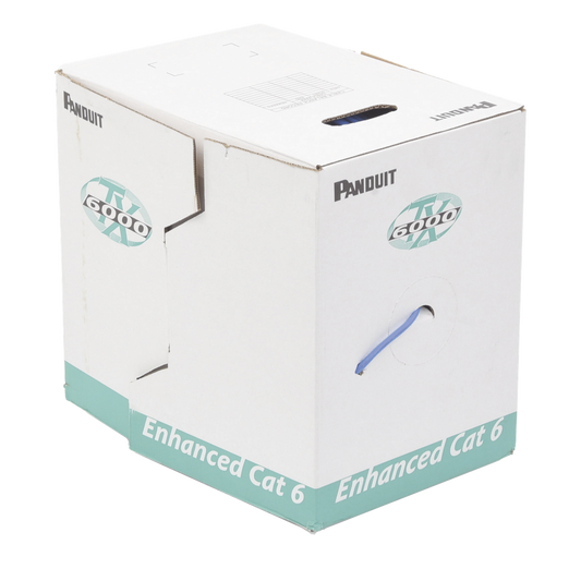 Bobina de Cable UTP 305 Metros (1000 Pies) de Cobre, TX6000™ PanNet, Reelex, Azul, Categoría 6 Mejorado (23 AWG), PVC (CMR, Riser), de 4 Pares
