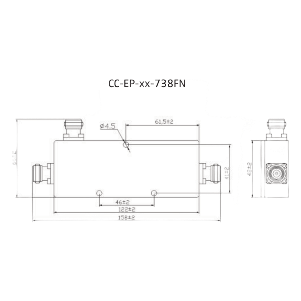 Acoplador Direccional / 694-3800 MHz / 300W / N hembra / 13 dB / PIM < -155 dBc / IP65 / Bajo Pérdida