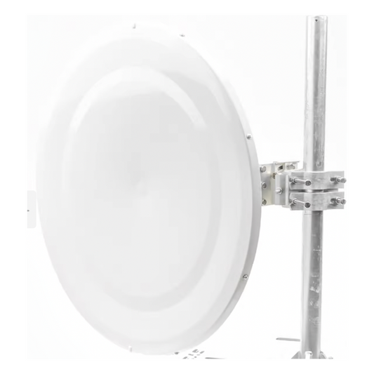 Antena Direccional de Alto Rendimiento / 33.0 ± 1 dBi / 3 ft / 5.9-7 GHz / Conectores SMA Hembra Inverso / Alto Aislamiento al Ruido / Fácil Montaje y herraje de acero inoxidable / Radomo Incluido