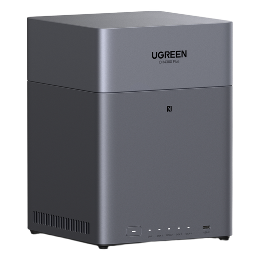 NAS UGREEN NASync DH4300PLUS / 4 Bahías SATA / Procesador RK3588C 8 GB RAM / 2.5GbE Puerto / HDMI 4K / USB 3.2 Type-C / RAID 0/1/5/6/10 / Acceso Remoto UGREENlink