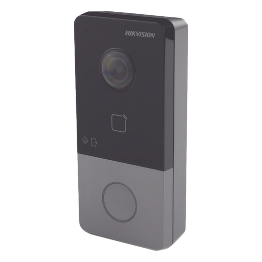 Videoportero IP 2 Megapixel / PoE Estandar / IP65 / Apertura desde Hik-connect / Soporta 1 Departamento y Hasta 6 Monitores / Soporta Tarjetas Mifare / 1 Salida Relay