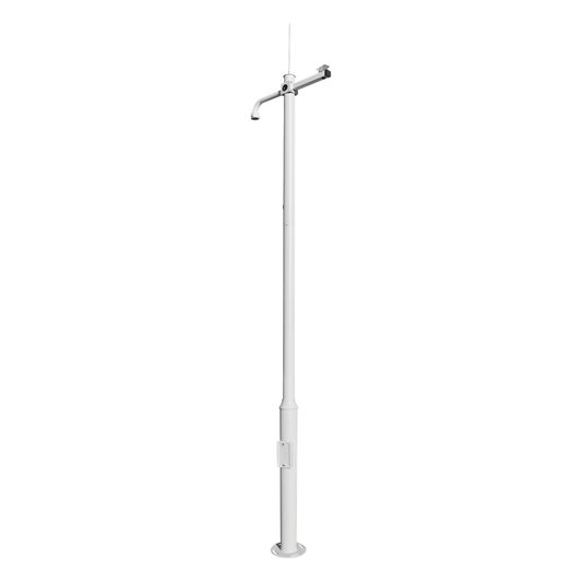 Poste Seccionado de 3 Metros / Especializado para la Instalación de Videovigilancia / Incluye Base de Cimentación y Brazo para Cámara PTZ / Color Negro