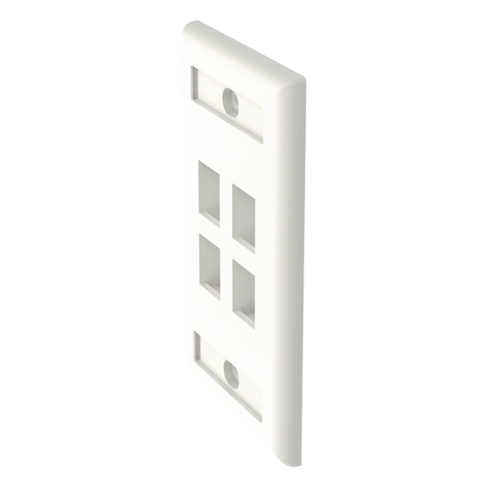 Placa de Pared Vertical, Salida Para 4 Puertos Keystone, Con Espacios Para Etiquetas, Color Blanco Mate