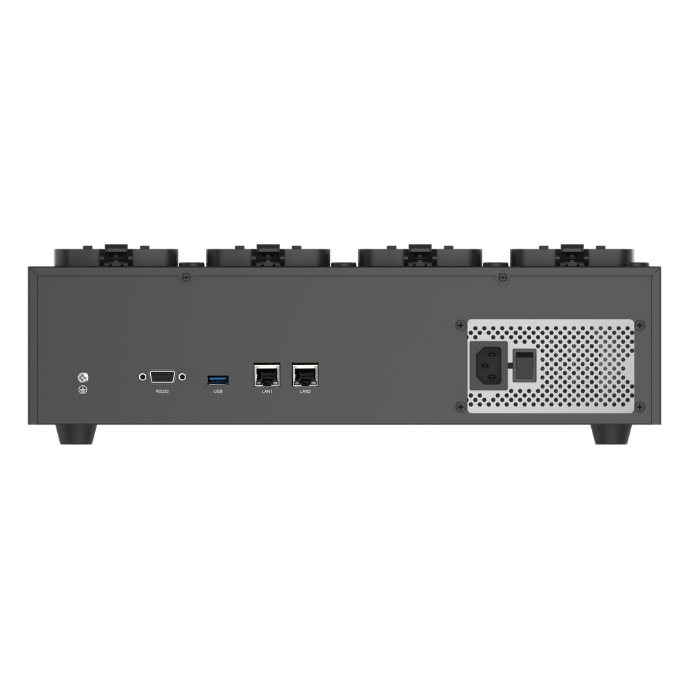 Dock Station de Escritorio con 8 Estaciones de Carga para Body Cams / Doble Interfaz de Red / 4 Bahías de HDD / Carga y Respaldo Automático / Prevención de Pérdida de Datos / Cobertura Cíclica / Reproducción d