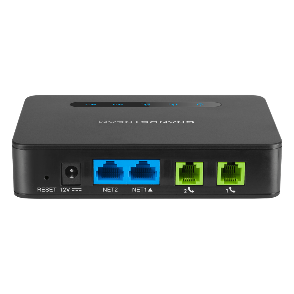 Adaptador de Teléfono Analógico ATA 2 Puertos FXS (Conectar Teléfono Análogo) con Router NAT Gigabit / Compatible SIP / Cifrado AES Reforzado / Calidad de Voz HD / Soporta Fax T.38 / Router NAT Alto Rendimiento