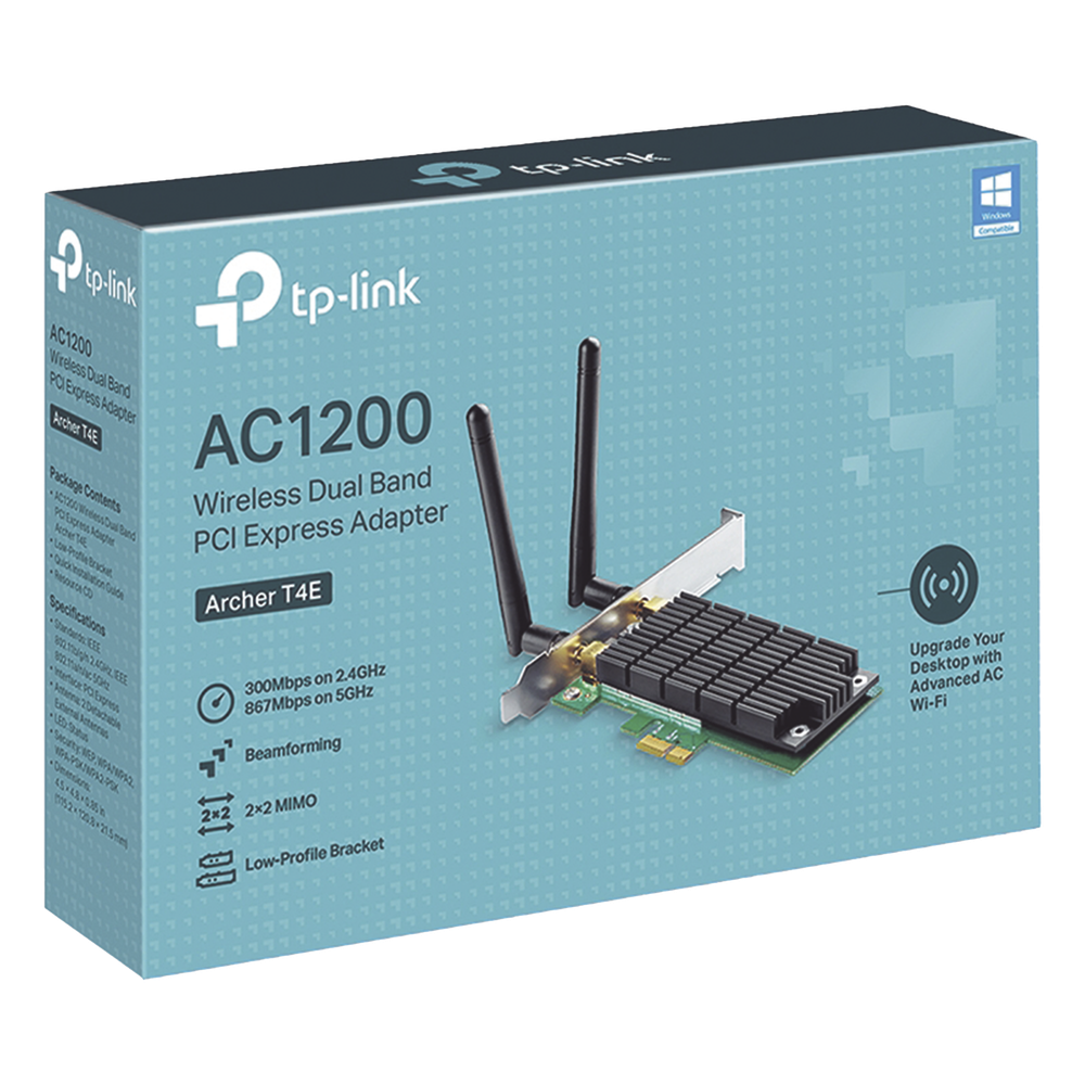 Adaptador PCI inalámbrico doble banda AC 1200 Mbps / Antena de alta ganancia / Tecnología MU-MUMO 2X2 / Soporte de perfil bajo y Altura completa