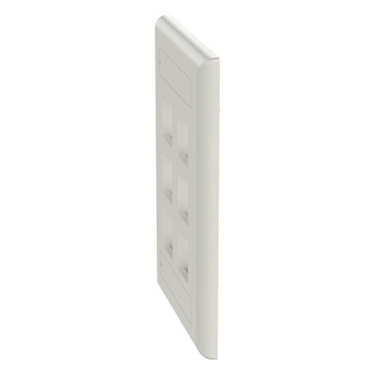Placa de Pared Vertical, Salida Para 6 Puertos Keystone, Con Espacios Para Etiquetas, Color Blanco Mate