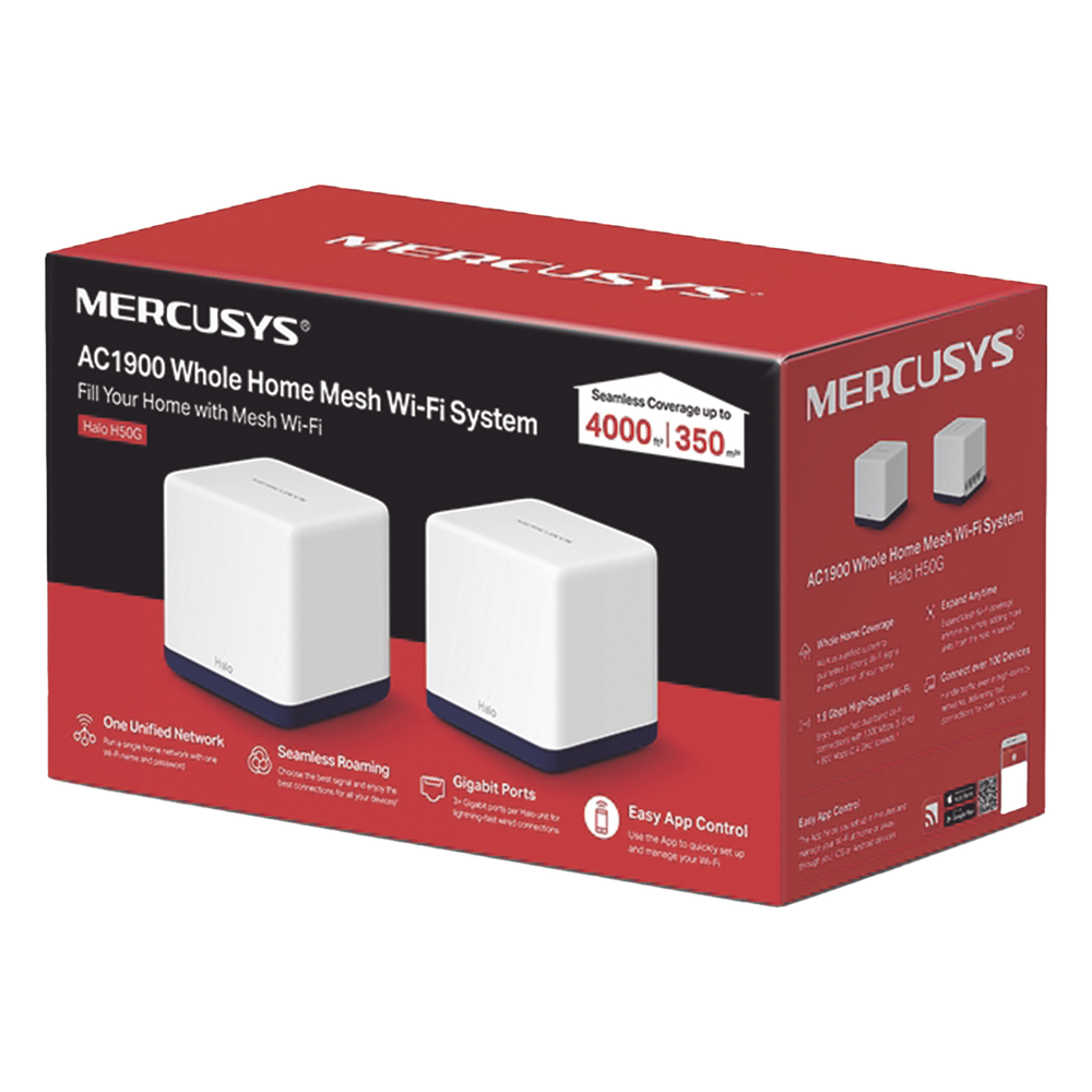 KIT de Sistema Inalámbrico H50G Mesh / Doble banda 2.4GHz y 5GHz AC 1900Mbps / 3 Puertos 10/100/1000 Mbps / Control vía App / Roaming Continuo