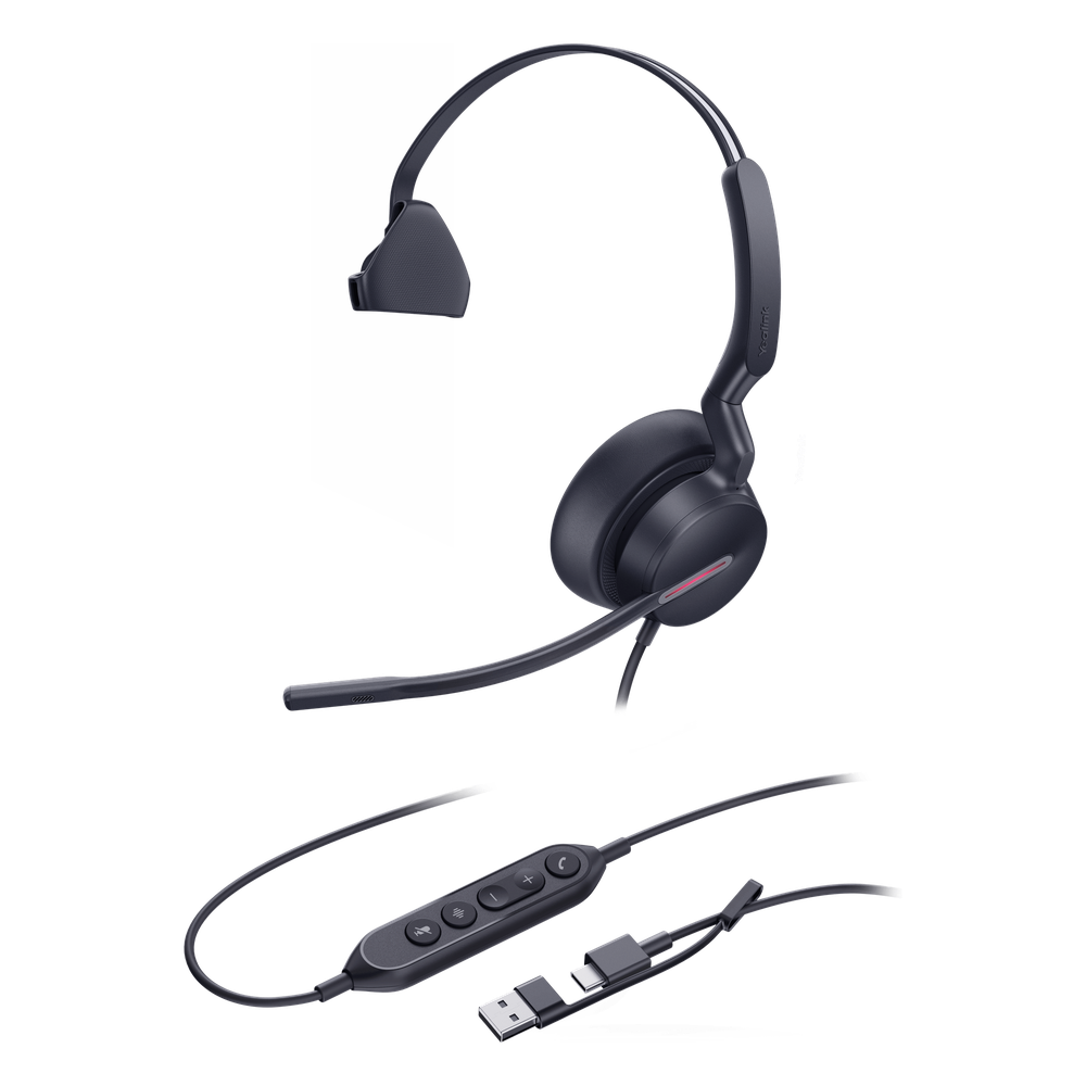 Diadema Alámbrica Yealink UH46 Mono USB-C/A Certificada con Microsoft Teams
