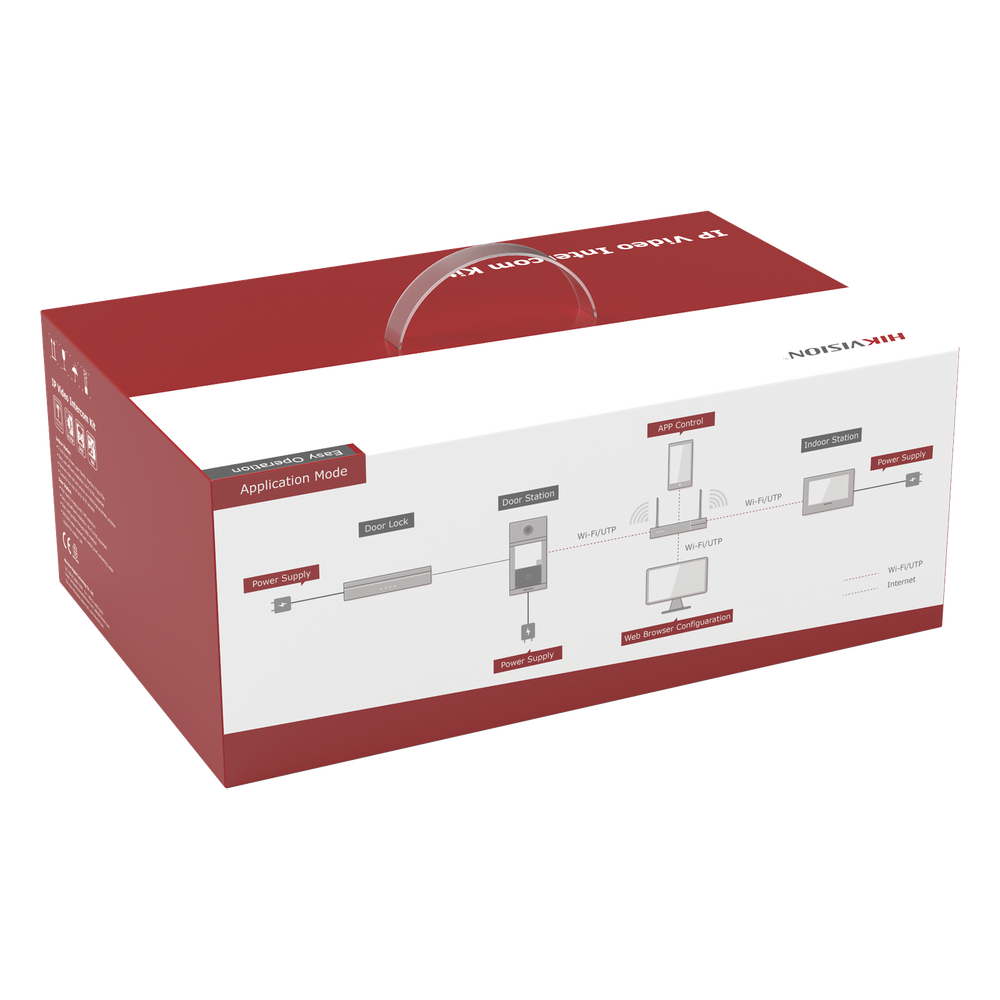 Kit de Videoportero IP PoE Estandar con llamada a App de Smartphone (Hik-Connect) / Apertura con Tarjeta MIFARE / Frente de calle IK08 & IP65 / Soporta 2 puertas