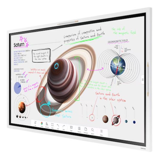 Pizarra Interactiva Digital / 55" 4K UHD (3840x2160) / Touch IR 20 Puntos / Whiteboard 4 Usuarios Simultáneos / Tizen 9.0 / WiFi / VESA 400x400