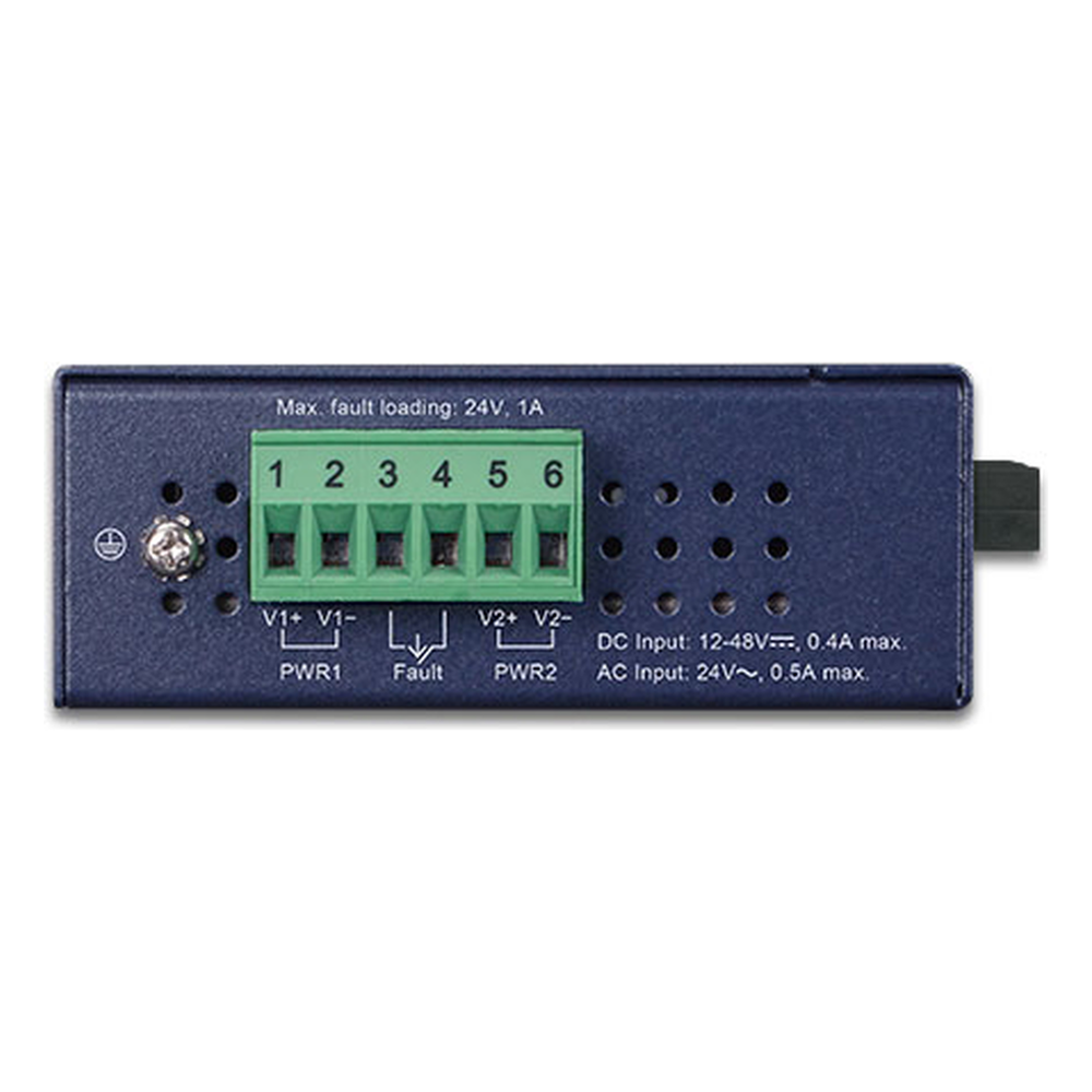 Convertidor de Medios Industrial, Multimodo, Puertos 10/100 Base-TX a 100 Base-FX, Interfaz SC, Hasta 2 km, Carcasa IP30, Soporta Temperatura de -40 a 75°C.