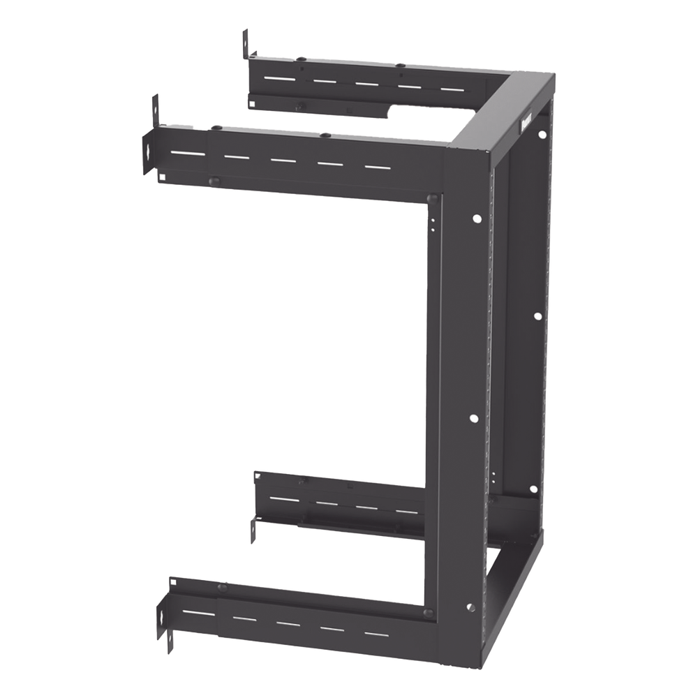 Rack PanZone® de Montaje en Pared, de 19in, Profundidad Ajustable, Rieles Numerados y Roscados #12-24, 18 UR, Color Negro