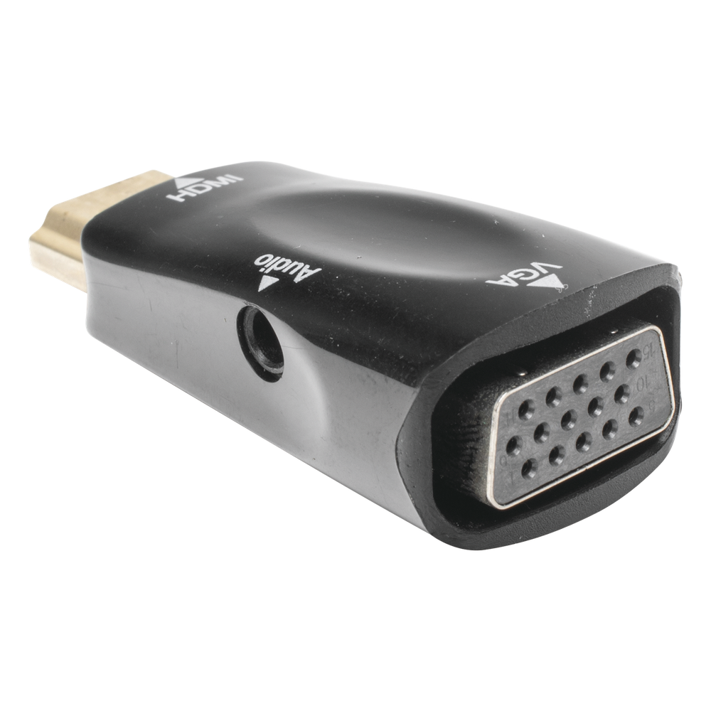 Adaptador (Convertidor) HDMI a VGA / HDMI Macho a VGA Hembra / Resolución 1920x1080 @ 60Hz / Adaptador de Audio de 3.5 mm / Chapado en Níquel