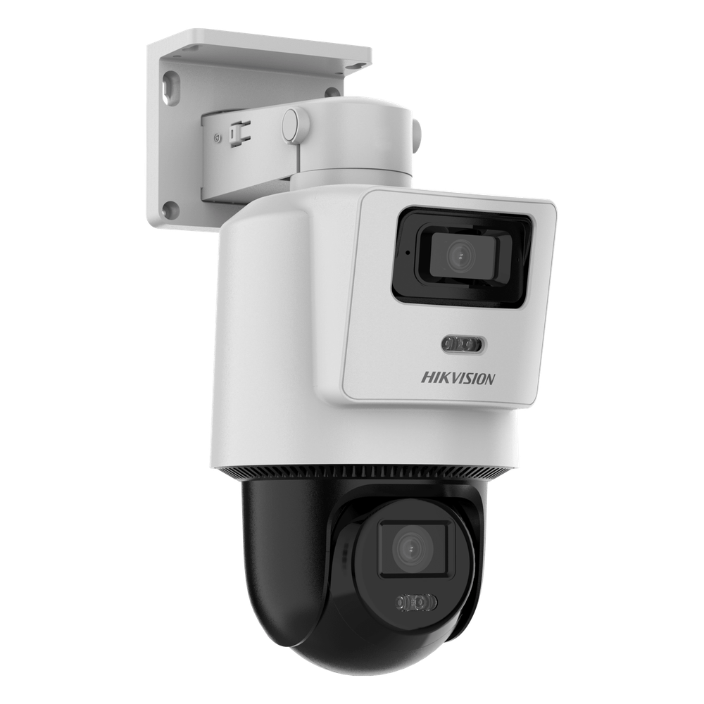 Cámara PTZ TandemVu 4 MP + 4 MP / Lentes 2.8 mm + 8 mm / Dual Light IR + Blanca 30 m / IP66 / Audio Bidireccional