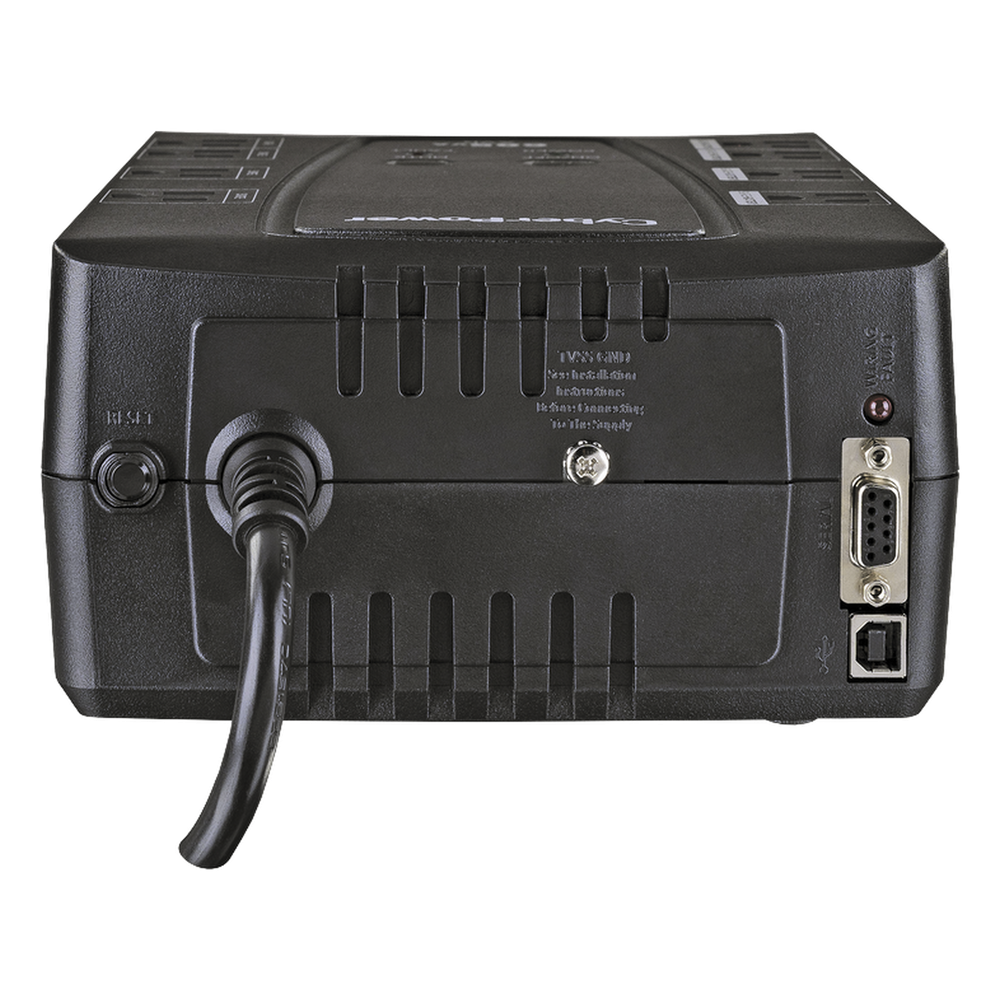 UPS de 825 VA/450 W, Topología Línea Interactiva, Entrada 120 Vca NEMA 5-15P, Tipo Gabinete Compacto, Con 8 Tomas NEMA 5-15R