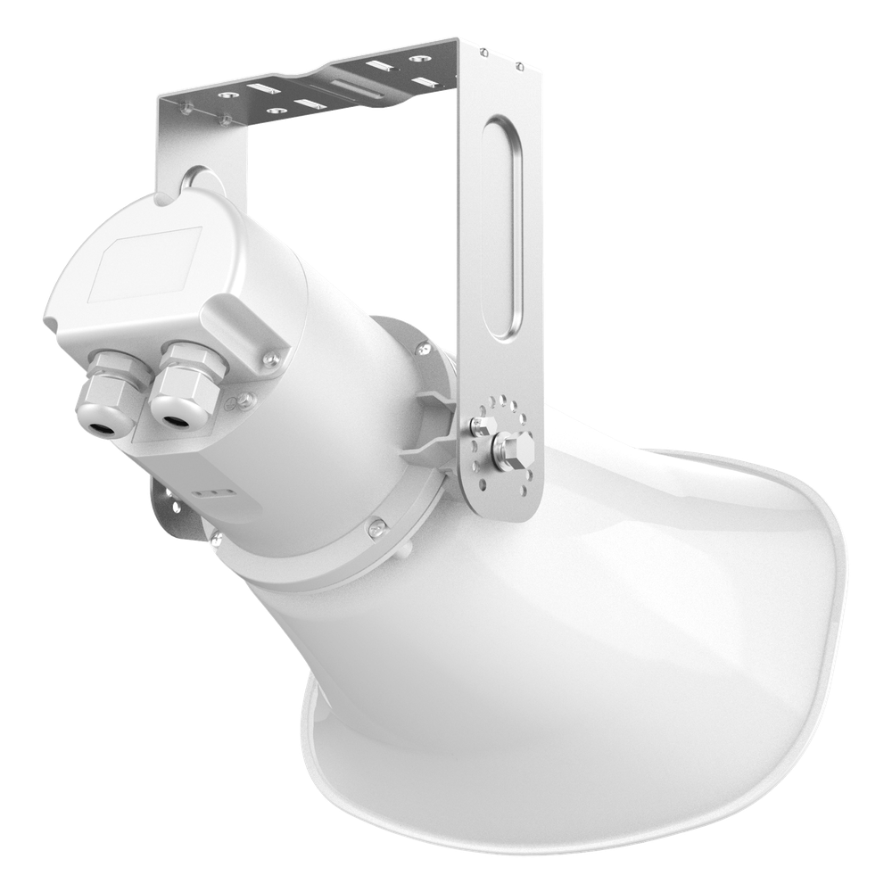 Altavoz Bocina SIP/Multicast Bidireccional / 50W Alta Potencia / IP66 Exterior / 3 Micrófonos con IA / PoE++ / 126 dBA Máximo