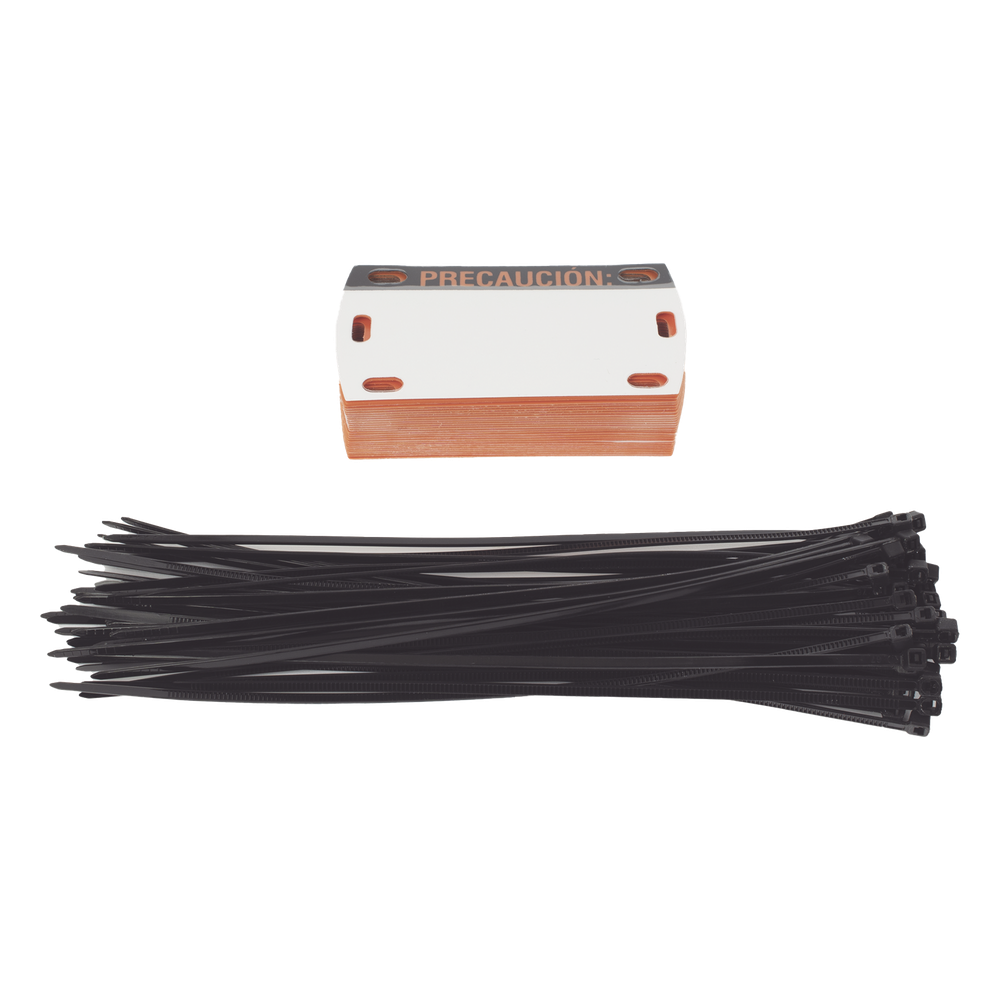 Etiqueta Autolaminada para Identificación de Fibra Óptica Paquete de 25 Piezas, Para Uso Interior/Exterior, Dimensiones de 90 x 50 mm (3.54 x 1.97 Pulgadas), Color Negro con Naranja