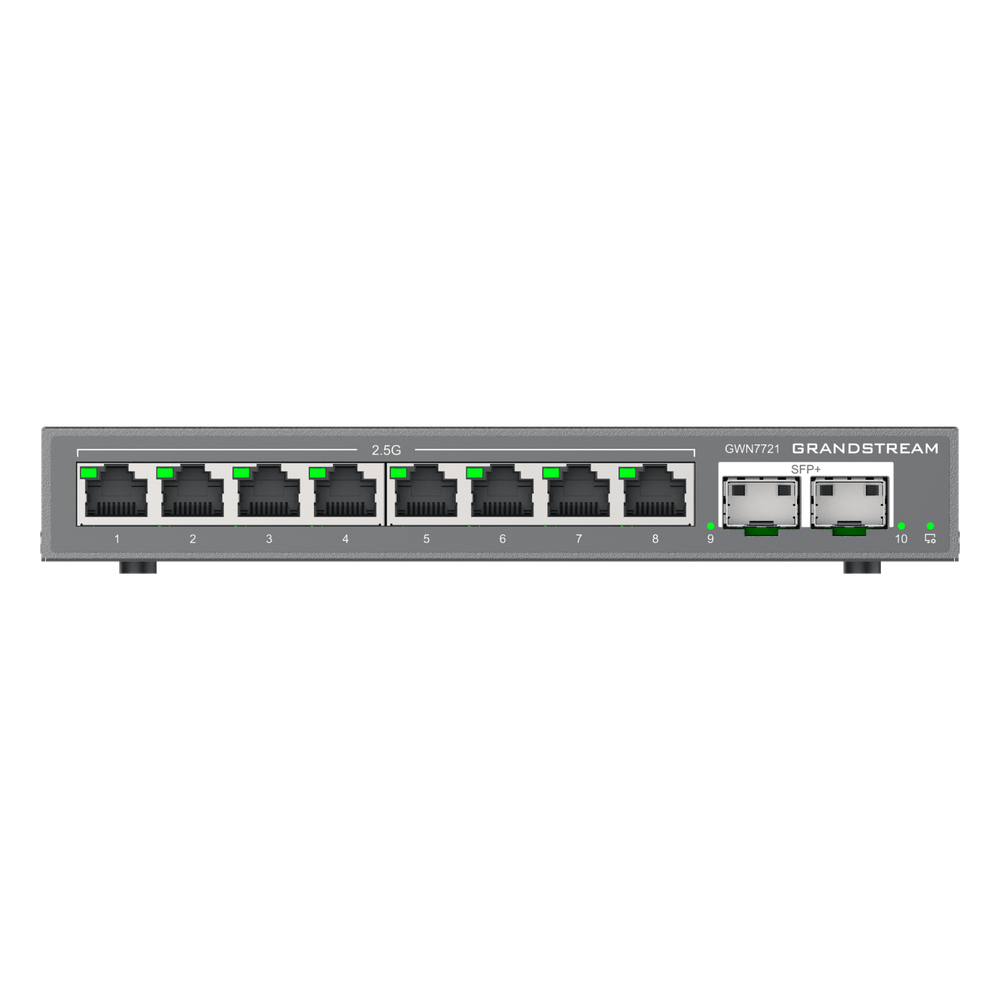 Switch L2 Lite Administrable de 10 Puertos / 8 Puertos Ethernet 2.5 Gigabits / 2 Puertos SFP+ 10 Gigabits / VLAN / QoS / Montaje en Escritorio o Pared / Compatible con GDMS