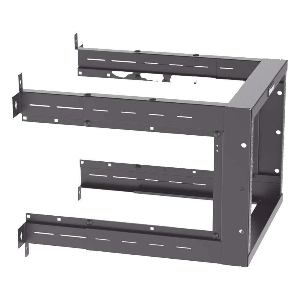 Rack PanZone® de Montaje en Pared, de 19in, Profundidad Ajustable, Rieles Numerados y Roscados #12-24, 9 UR, Color Negro
