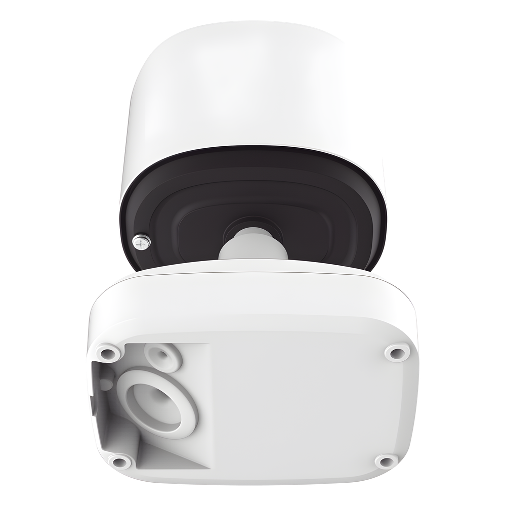 Cámara Bullet de Red Mini Panorámica 180° AI / 4K / Super WDR 120dB / Micrófono Integrado / IP67-IK10 / Soporte PoE / Almacenamiento 1TB / Analítica IA VCA 8 Modos