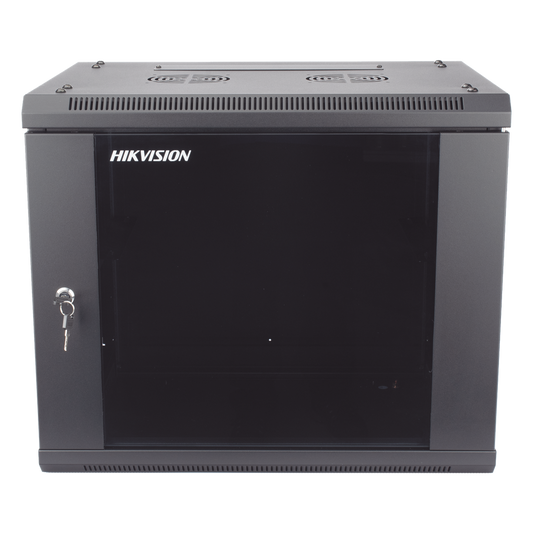 Gabinete para Montaje en Pared - Piso / Puerta de Cristal Templado / Cuerpo Fijo / 9 Unidades de Rack / 19" / Fabricado en Acero